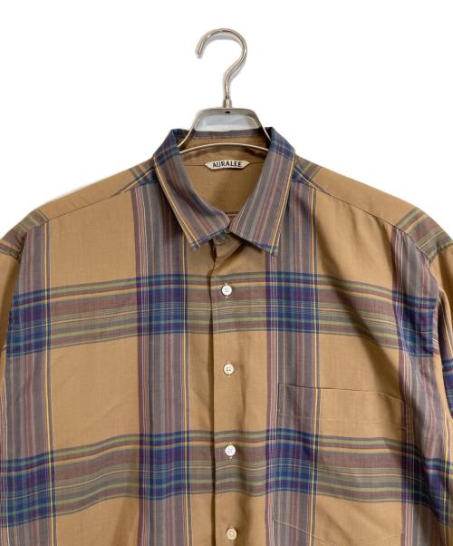 AURALEE（オーラリー）AURALEE (オーラリー) SUPER LIGHT WOOL CHECK SHIRTS ブラウン サイズ:4の古着・服飾アイテム