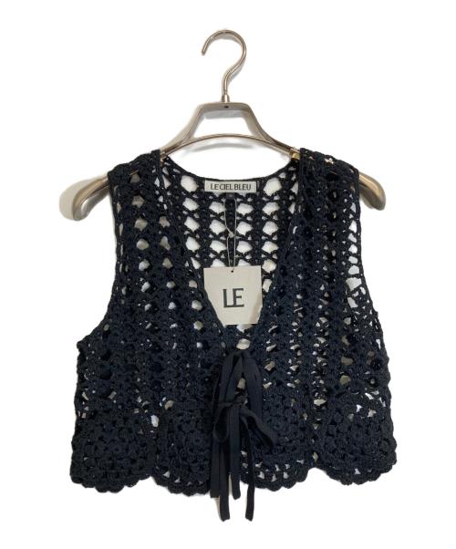 LE CIEL BLEU（ルシェルブルー）LE CIEL BLEU (ルシェルブルー) Hand-Crocheted Lace Vest ブラック サイズ:Sの古着・服飾アイテム