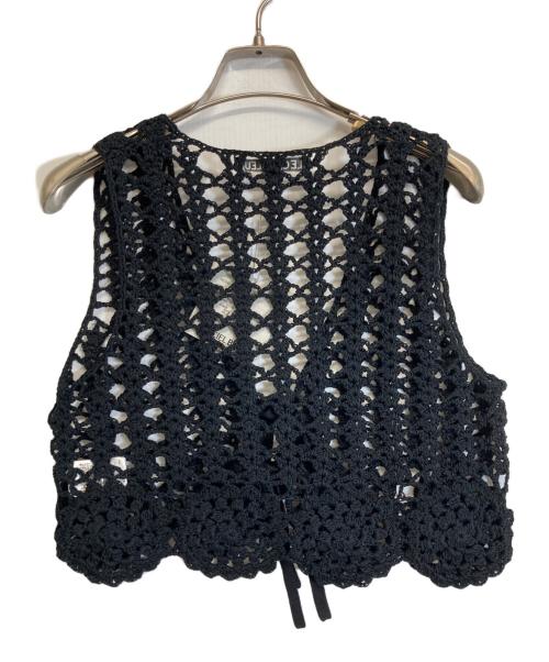 LE CIEL BLEU（ルシェルブルー）LE CIEL BLEU (ルシェルブルー) Hand-Crocheted Lace Vest ブラック サイズ:Sの古着・服飾アイテム