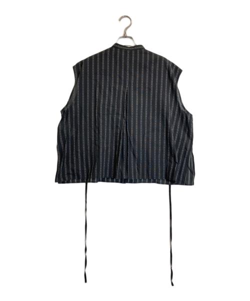 LE CIEL BLEU（ルシェルブルー）LE CIEL BLEU (ルシェルブルー) Striped Sleeveless Shirt with Lace Bib ブラック サイズ:Sの古着・服飾アイテム