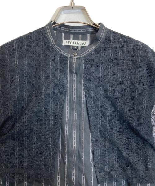 LE CIEL BLEU（ルシェルブルー）LE CIEL BLEU (ルシェルブルー) Striped Sleeveless Shirt with Lace Bib ブラック サイズ:Sの古着・服飾アイテム