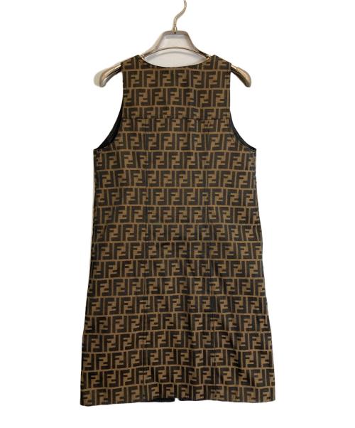 FENDI（フェンディ）FENDI (フェンディ) ズッカ柄リバーシブルワンピース ブラック×ブラウン サイズ:XLの古着・服飾アイテム