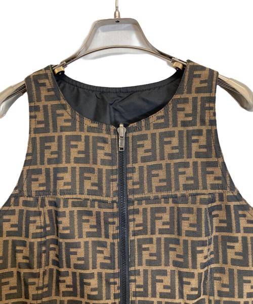 FENDI（フェンディ）FENDI (フェンディ) ズッカ柄リバーシブルワンピース ブラック×ブラウン サイズ:XLの古着・服飾アイテム
