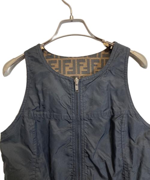 FENDI（フェンディ）FENDI (フェンディ) ズッカ柄リバーシブルワンピース ブラック×ブラウン サイズ:XLの古着・服飾アイテム