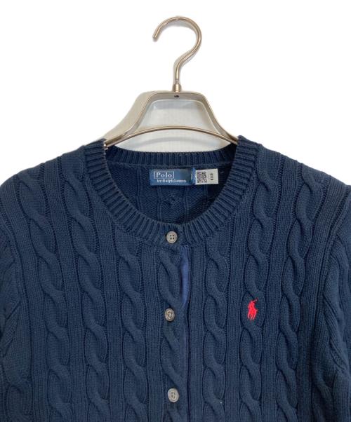 POLO RALPH LAUREN（ポロ・ラルフローレン）POLO RALPH LAUREN (ポロ・ラルフローレン) ケーブルニットカーディガン ネイビー サイズ:LGの古着・服飾アイテム