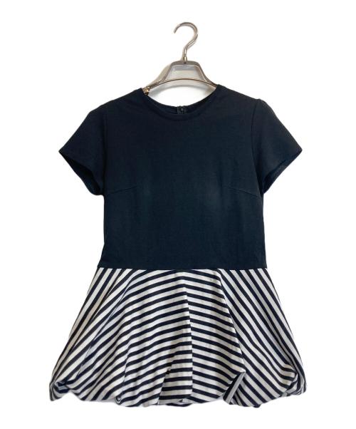 BORDERS at BALCONY（ボーダーズアットバルコニー）BORDERS AT BALCONY (ボーダーズアットバルコニー) BALLOON PEPLUM TEE ブラック サイズ:36の古着・服飾アイテム