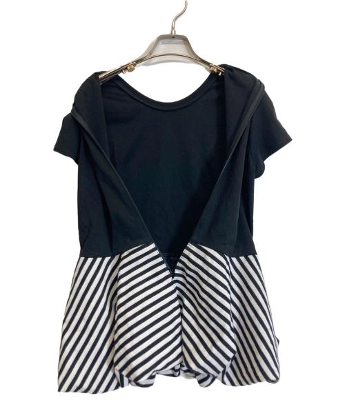 BORDERS at BALCONY（ボーダーズアットバルコニー）BORDERS AT BALCONY (ボーダーズアットバルコニー) BALLOON PEPLUM TEE ブラック サイズ:36の古着・服飾アイテム