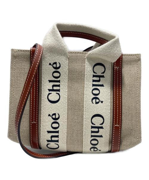 Chloe（クロエ）Chloe (クロエ) リネン製Woodyミニトートバッグ ベージュの古着・服飾アイテム
