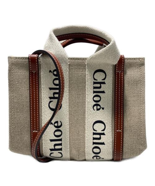 Chloe（クロエ）Chloe (クロエ) リネン製Woodyミニトートバッグ ベージュの古着・服飾アイテム