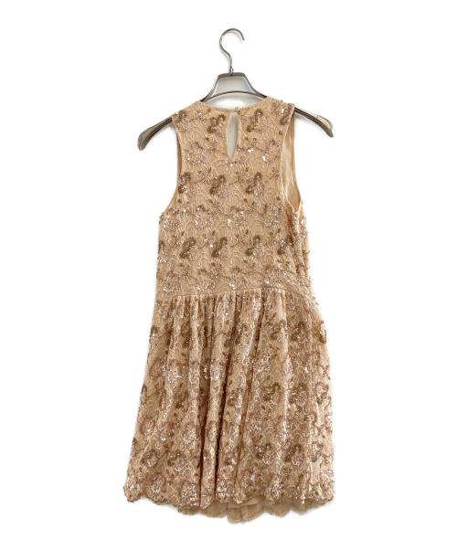 RED VALENTINO（レッドヴァレンティノ）RED VALENTINO (レッドヴァレンティノ) スパンコールワンピース ベージュ サイズ:42の古着・服飾アイテム
