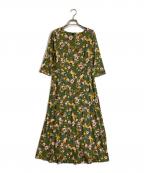 Sybillaシビラ）の古着「ジオメトリックフラワージャージーワンピース」｜グリーン