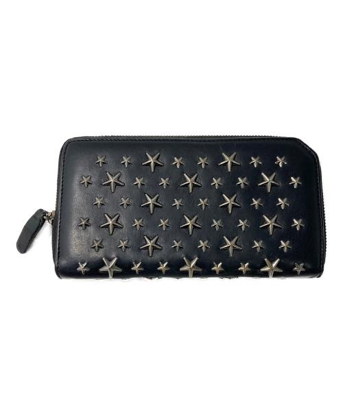 JIMMY CHOO（ジミーチュウ）JIMMY CHOO (ジミーチュウ) スタースタッズラウンドファスナー財布 ブラックの古着・服飾アイテム