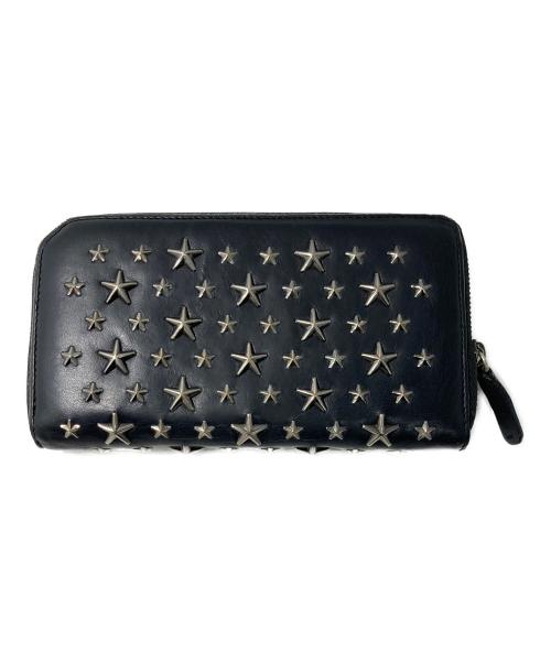 JIMMY CHOO（ジミーチュウ）JIMMY CHOO (ジミーチュウ) スタースタッズラウンドファスナー財布 ブラックの古着・服飾アイテム