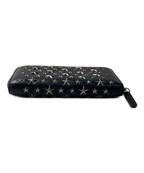 JIMMY CHOO（ジミーチュウ）JIMMY CHOO (ジミーチュウ) スタースタッズラウンドファスナー財布 ブラックの古着・服飾アイテム