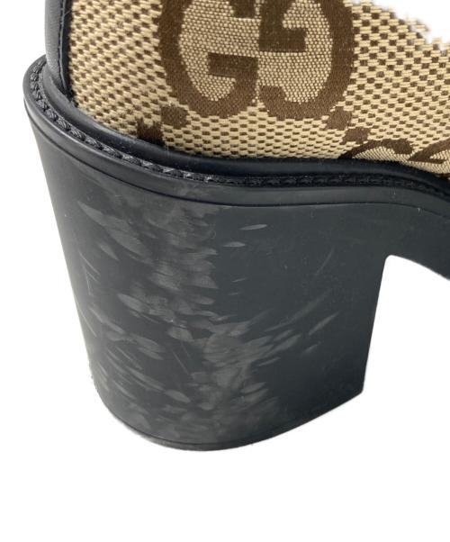 GUCCI（グッチ）GUCCI (グッチ) ジャンボGG マーモント アンクル レザーブーツ ベージュ×ブラック サイズ:37の古着・服飾アイテム