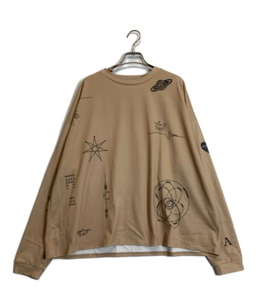 Ameri（アメリ）AMERI (アメリ) PLANET TATTOO LONG SLEEVE TOP ベージュ サイズ:Fの古着・服飾アイテム