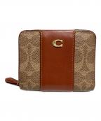 COACHコーチ）の古着「ビルフォールド ウォレット カラーブロック シグネチャー」｜ブラウン
