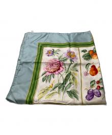 GUCCI（グッチ）の古着「花柄シルクスカーフ」｜スカイブルー