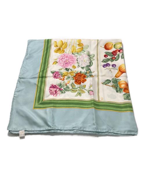 GUCCI（グッチ）GUCCI (グッチ) 花柄シルクスカーフ スカイブルーの古着・服飾アイテム