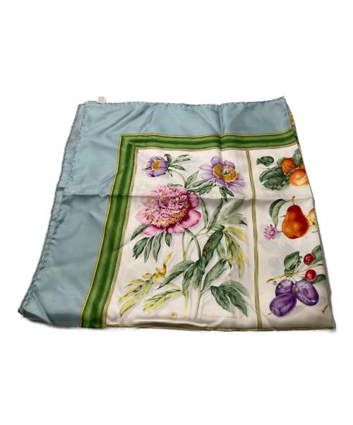GUCCI（グッチ）GUCCI (グッチ) 花柄シルクスカーフ スカイブルーの古着・服飾アイテム