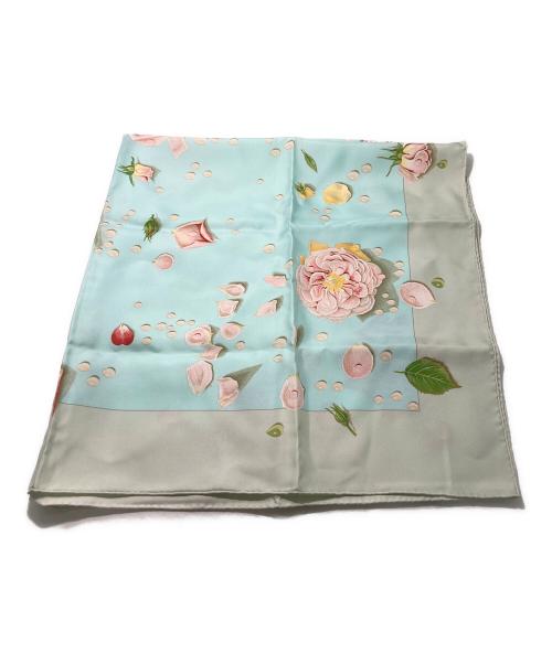 HERMES（エルメス）HERMES (エルメス) カレ90シルク花柄スカーフ スカイブルーの古着・服飾アイテム