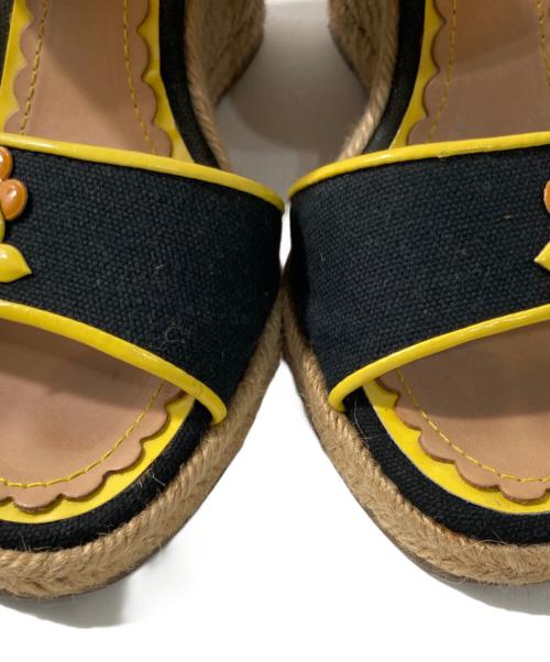 LOUIS VUITTON（ルイ ヴィトン）LOUIS VUITTON (ルイ ヴィトン) ウェッジソールサンダル ブラック×イエロー サイズ:37 1/2の古着・服飾アイテム