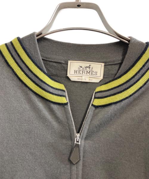 HERMES（エルメス）HERMES (エルメス) コットンカシミヤジップニット ブラウン サイズ:Lの古着・服飾アイテム