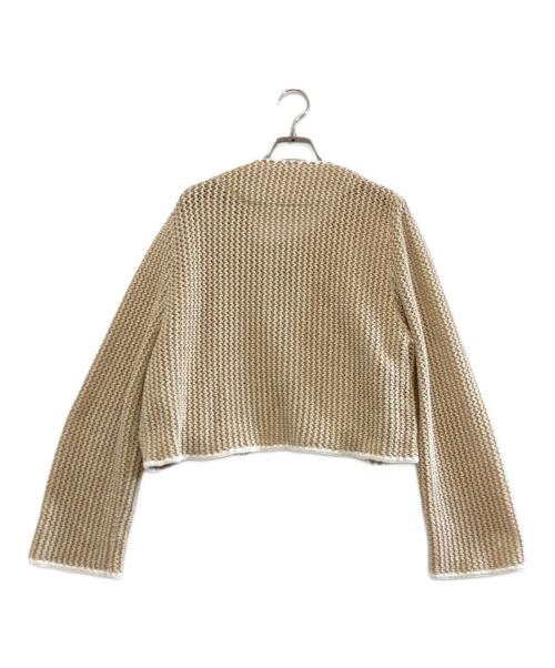 DES PRES（デ プレ）DES PRES (デ プレ) タックパターン クルーネックカーディガン ベージュ サイズ:Fの古着・服飾アイテム