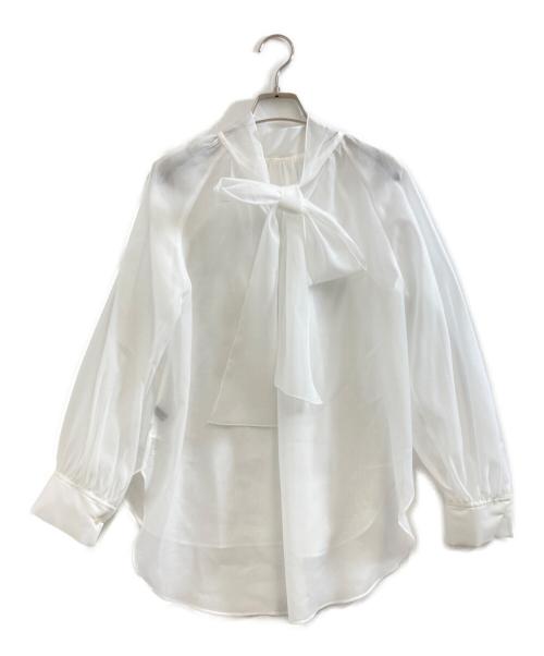 SHIPS（シップス）SHIPS (シップス) オーガンジー リボン ブラウス ホワイト サイズ:36の古着・服飾アイテム