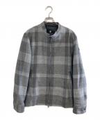 BLACK LABEL CRESTBRIDGEブラックレーベル クレストブリッジ）の古着「シャドークレストブリッジチェックカラミライダースブルゾン　51F08518」｜グレー