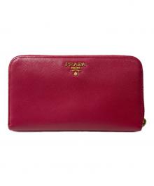 PRADA（プラダ）の古着「サフィアーノレザーラウンドジップウォレット」｜ピンク
