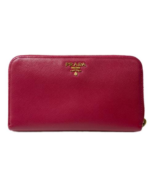 PRADA（プラダ）PRADA (プラダ) サフィアーノレザーラウンドジップウォレット ピンクの古着・服飾アイテム