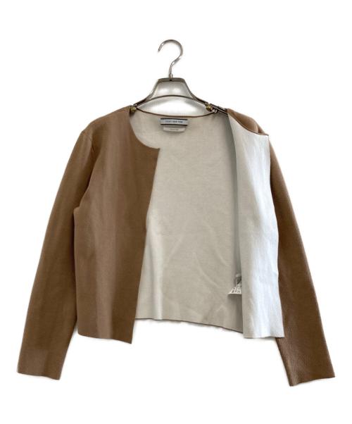 FOXEY NEWYORK（フォクシーニューヨーク）FOXEY NEWYORK (フォクシーニューヨーク) バイカラーカーディガン ブラウン サイズ:Mの古着・服飾アイテム
