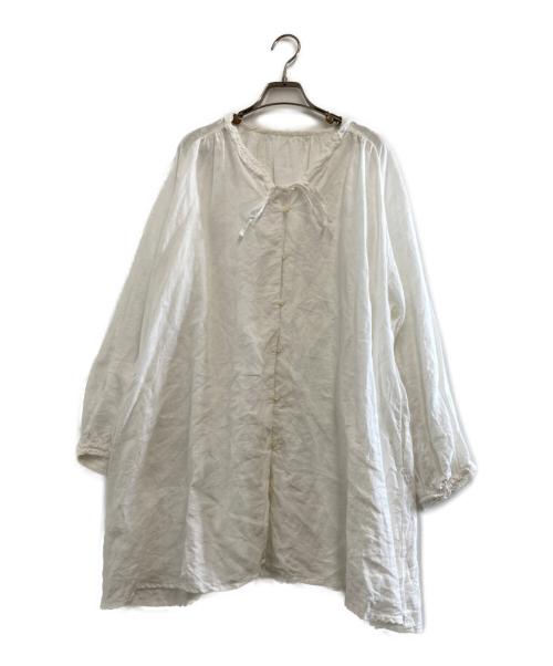 nest Robe（ネストローブ）nest Robe (ネストローブ) リネンラミーフリルネックチュニック ホワイト サイズ:FREEの古着・服飾アイテム