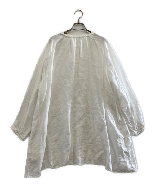 nest Robe（ネストローブ）nest Robe (ネストローブ) リネンラミーフリルネックチュニック ホワイト サイズ:FREEの古着・服飾アイテム