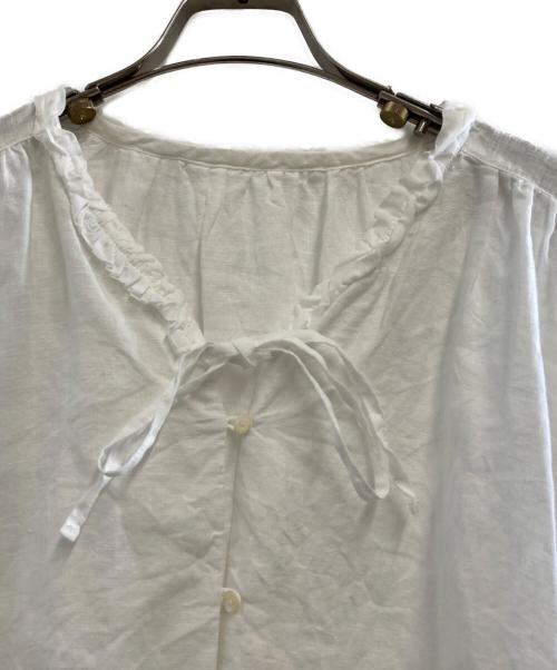 nest Robe（ネストローブ）nest Robe (ネストローブ) リネンラミーフリルネックチュニック ホワイト サイズ:FREEの古着・服飾アイテム