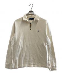 POLO RALPH LAUREN（ポロ・ラルフローレン）の古着「ハーフジップニット」｜ホワイト
