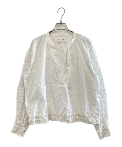 sara mallika（サラマリカ）sara mallika (サラマリカ) Geometric Lace Joint Top ホワイト サイズ:FREEの古着・服飾アイテム