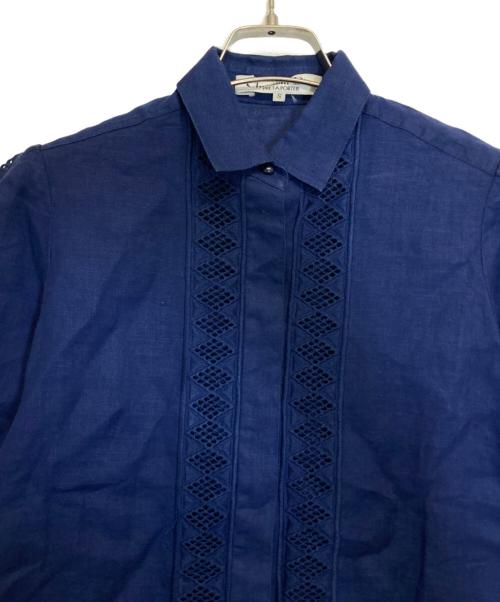 Christian Dior（クリスチャン ディオール）Christian Dior (クリスチャン ディオール) リネンコットンシャツ ブルー サイズ:Sの古着・服飾アイテム