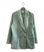 Ameriアメリ）の古着「MEDI LACE EMBROIDERY COLLAR JACKET　0225106330780」｜グリーン