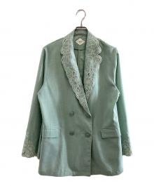 Ameri（アメリ）の古着「MEDI LACE EMBROIDERY COLLAR JACKET　0225106330780」｜グリーン