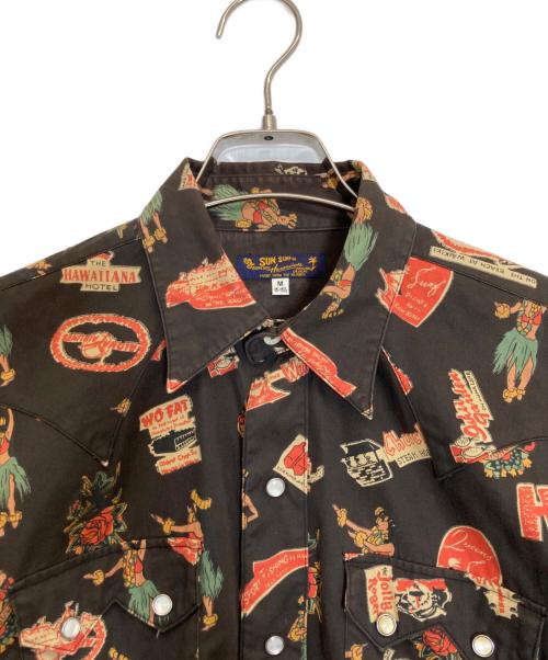 Sun Surf（サンサーフ）Sun Surf (サンサーフ) コットンツイルハワイアンタトゥーウエスタンシャツ ブラウン サイズ:Mの古着・服飾アイテム