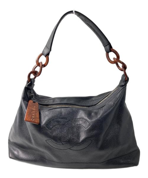 CHANEL（シャネル）CHANEL (シャネル) ウッドチェーンレザーワンショルダーバッグ ブラックの古着・服飾アイテム