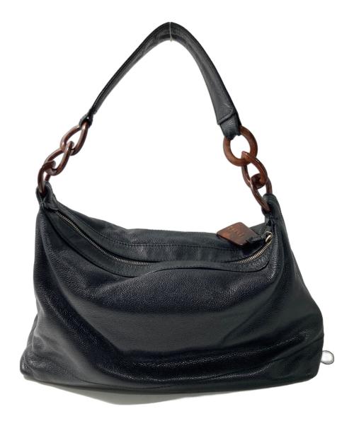 CHANEL（シャネル）CHANEL (シャネル) ウッドチェーンレザーワンショルダーバッグ ブラックの古着・服飾アイテム