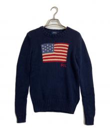 POLO RALPH LAUREN（ポロ・ラルフローレン）の古着「星条旗柄ニット」｜ネイビー