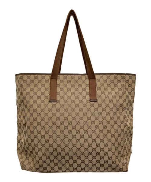 GUCCI（グッチ）GUCCI (グッチ) GGキャンバストートバッグ ブラウンの古着・服飾アイテム