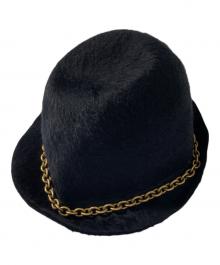 Yves Saint Laurent（イヴサンローラン）の古着「ラビットファーチェーン付ハット」｜ブラック