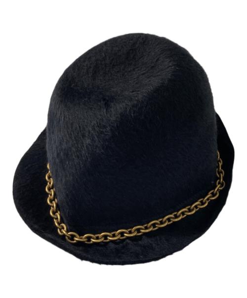 Yves Saint Laurent（イヴサンローラン）Yves Saint Laurent (イヴサンローラン) ラビットファーチェーン付ハット ブラックの古着・服飾アイテム
