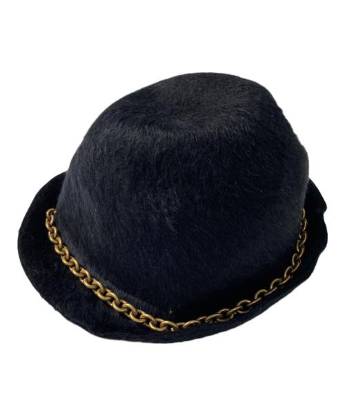Yves Saint Laurent（イヴサンローラン）Yves Saint Laurent (イヴサンローラン) ラビットファーチェーン付ハット ブラックの古着・服飾アイテム