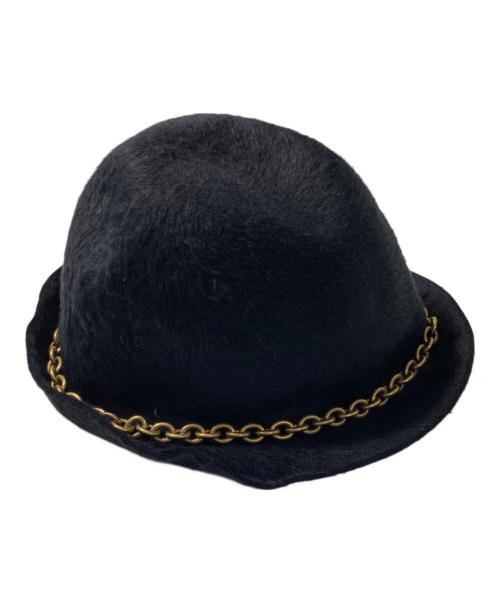 Yves Saint Laurent（イヴサンローラン）Yves Saint Laurent (イヴサンローラン) ラビットファーチェーン付ハット ブラックの古着・服飾アイテム